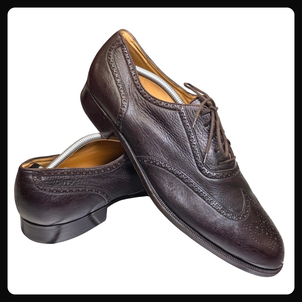 Gravati Neiman Marcus Wingtip Oxford Men 12 M Brown SOFT Leather Brogue Italy